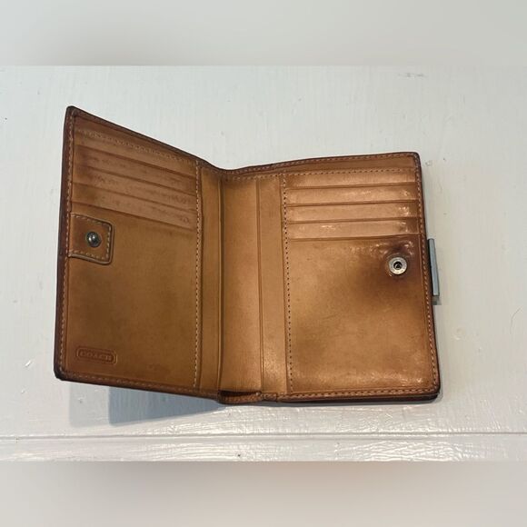 COACH KISSLOCK WALLET Brown Monogram Leather/Fabric - Picture 3 of 5